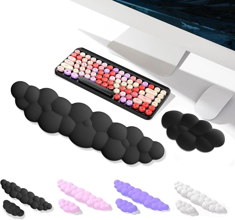 Bukela Keyboard Cloud Wrist Rest, Cloud Mouse Arm Wrist Rest Cute, Memory Foam Palm Rest for Keyboard, Ergonomic Arm Rest for Pain Relief with Non-slip, Suitable for Office Home Laptop (Black) - Image 1